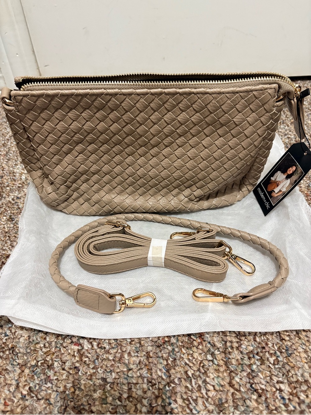 Elle Woven Crossbody in Fawn.